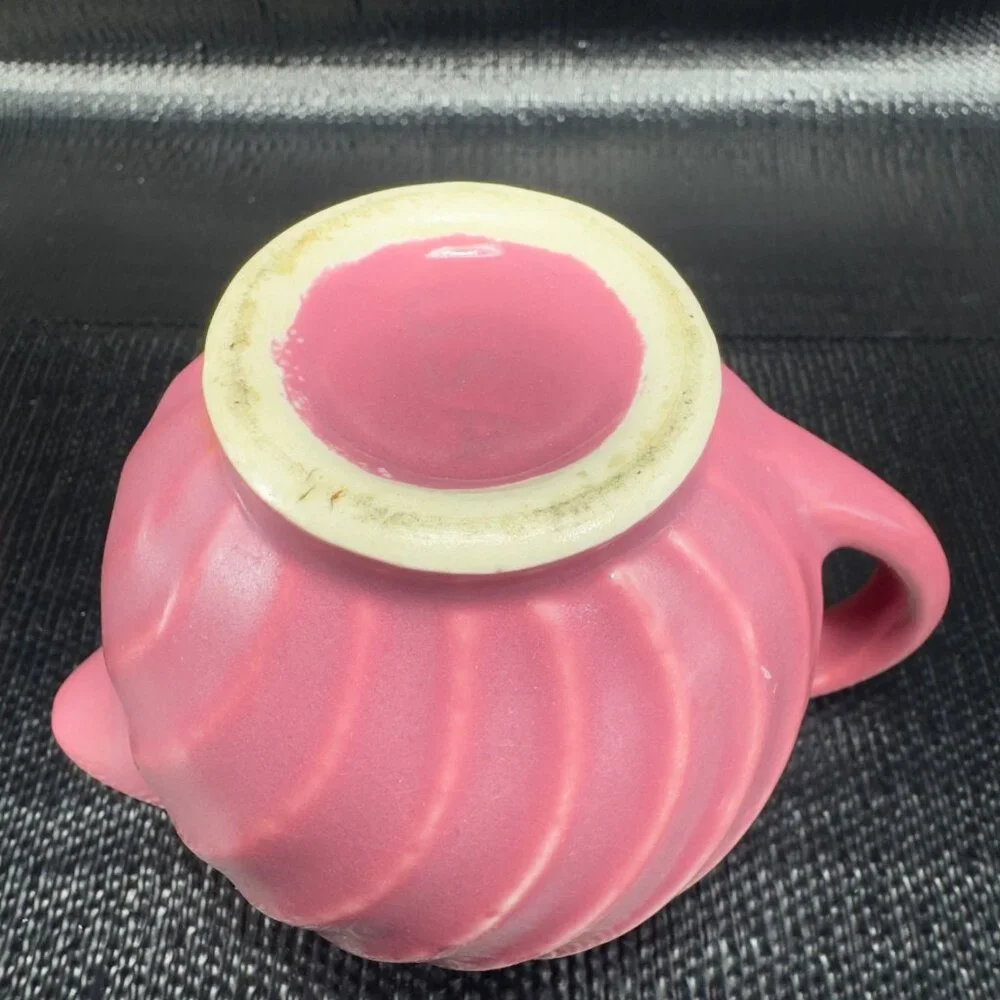 Antique American Pottery USA‎ Mauve Swirl Pattern Small Pitcher Creamer Vintage